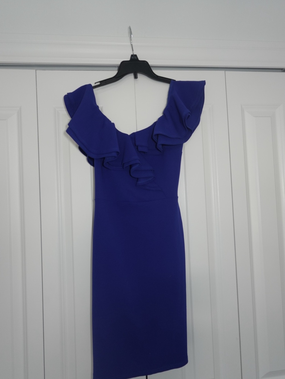 Windsor Cobalt Blue One-Shoulder Ruffle Sheath Dress